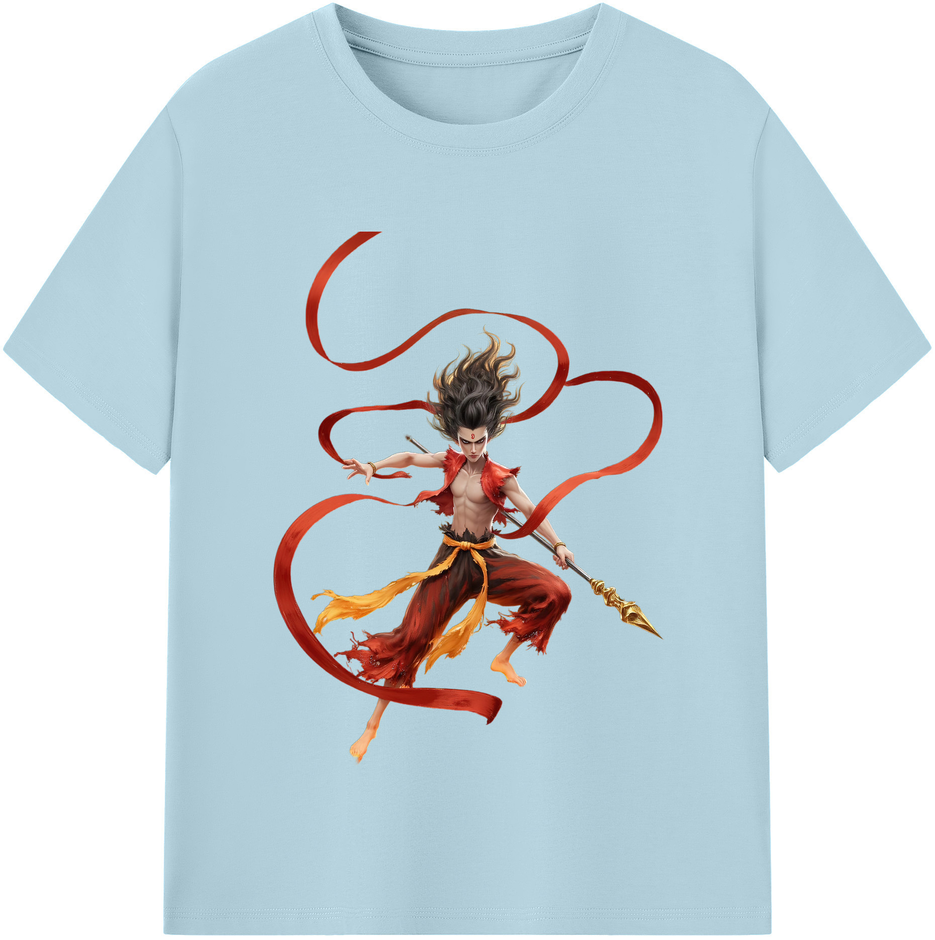 （画像用） Ne Zha 2 ナタ 魔童の大暴れ 綿100％半袖Tシャツ（フロントプリント）
